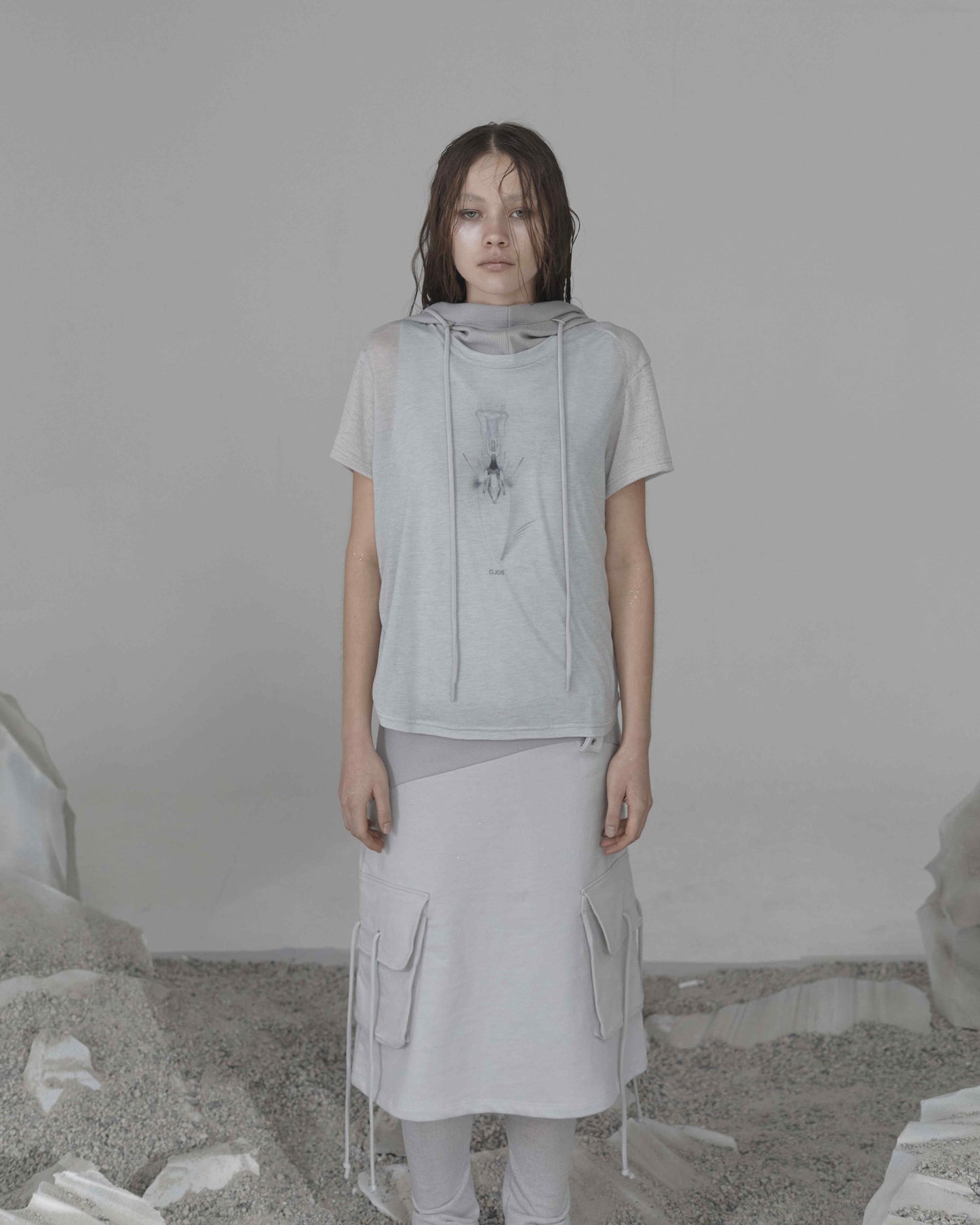 OJOS Knit Hoodie Sleeveless Dress