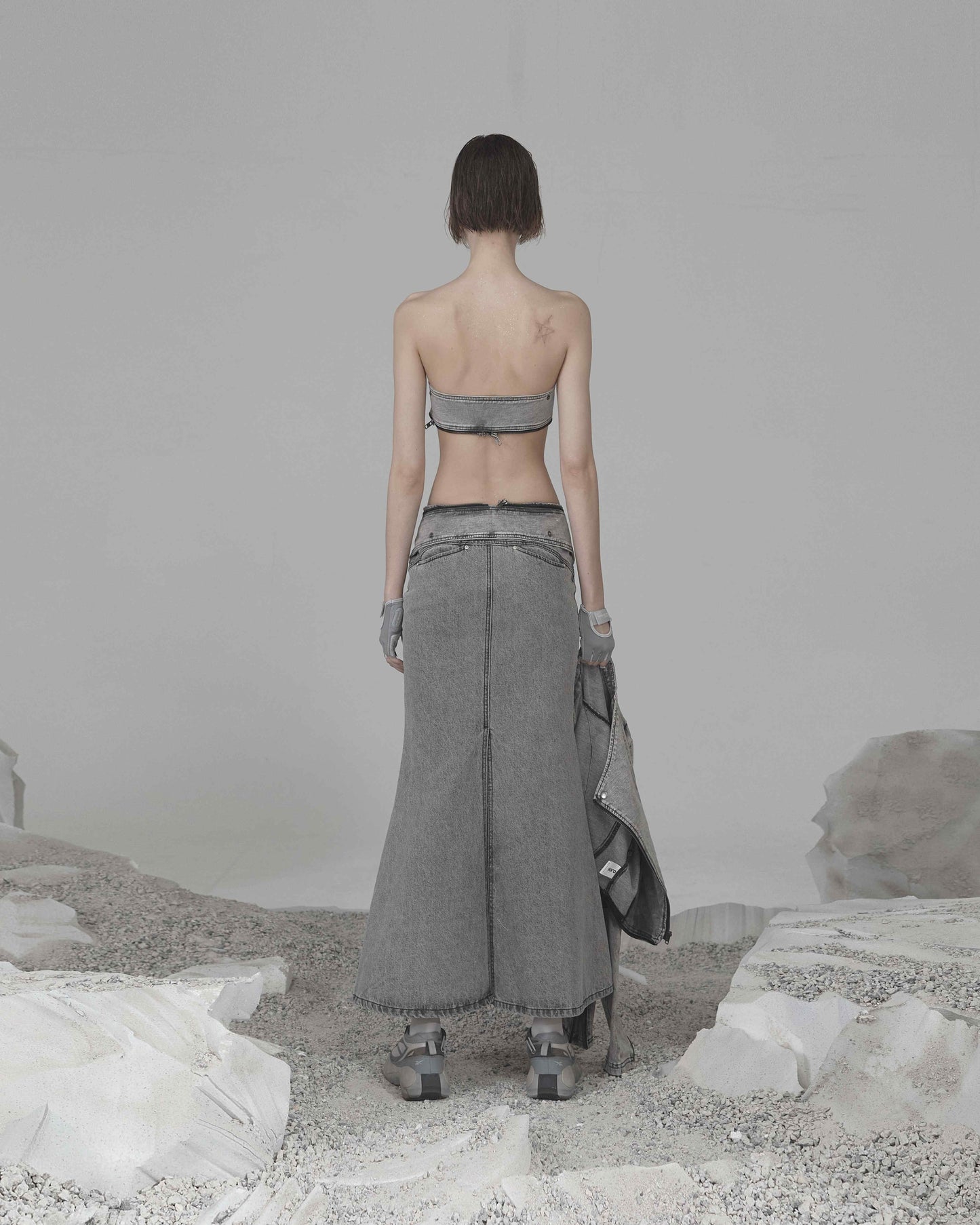 OJOS Mermaid Slit Denim Skirt