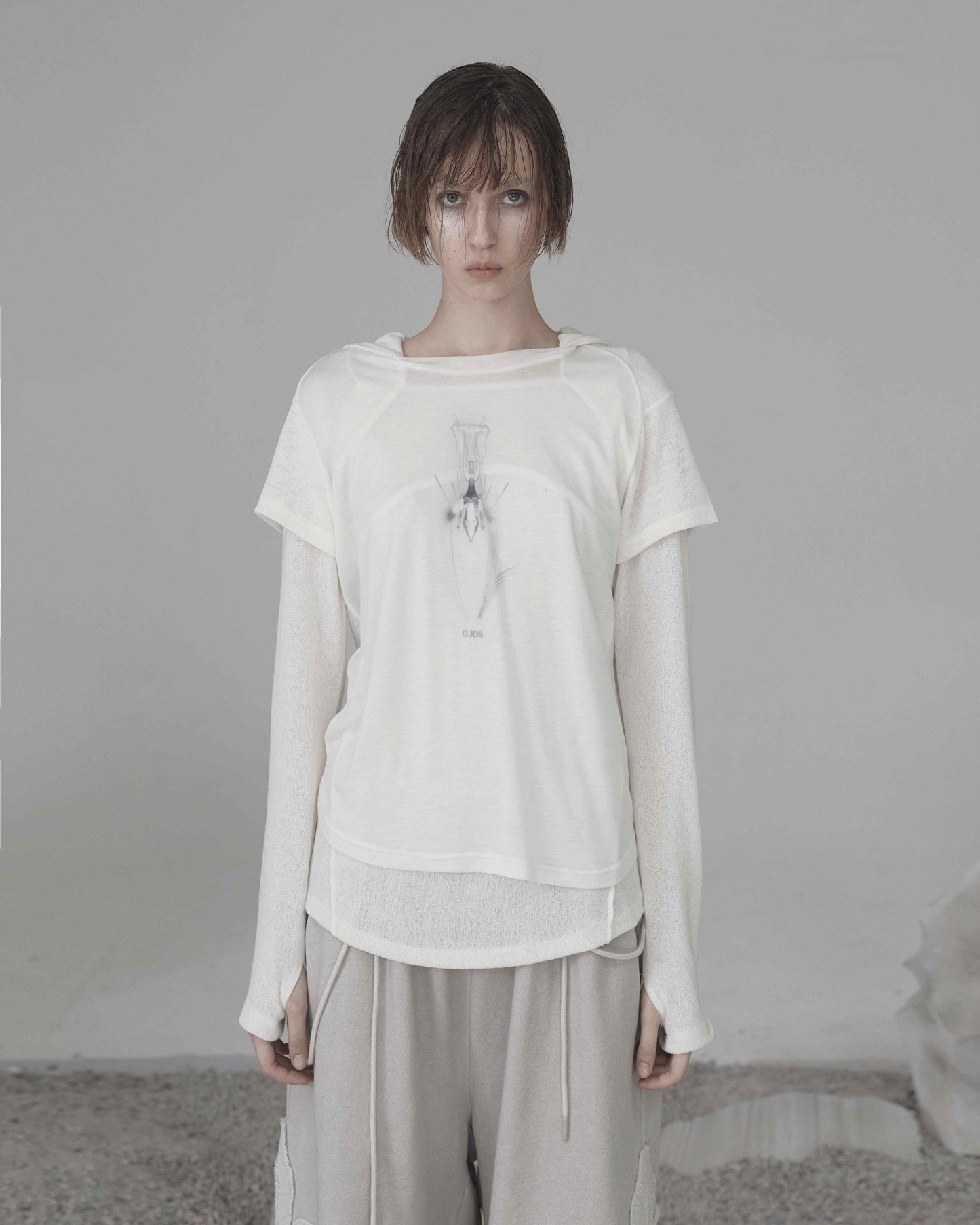 OJOS Wrap Bolero Knit Hoodie