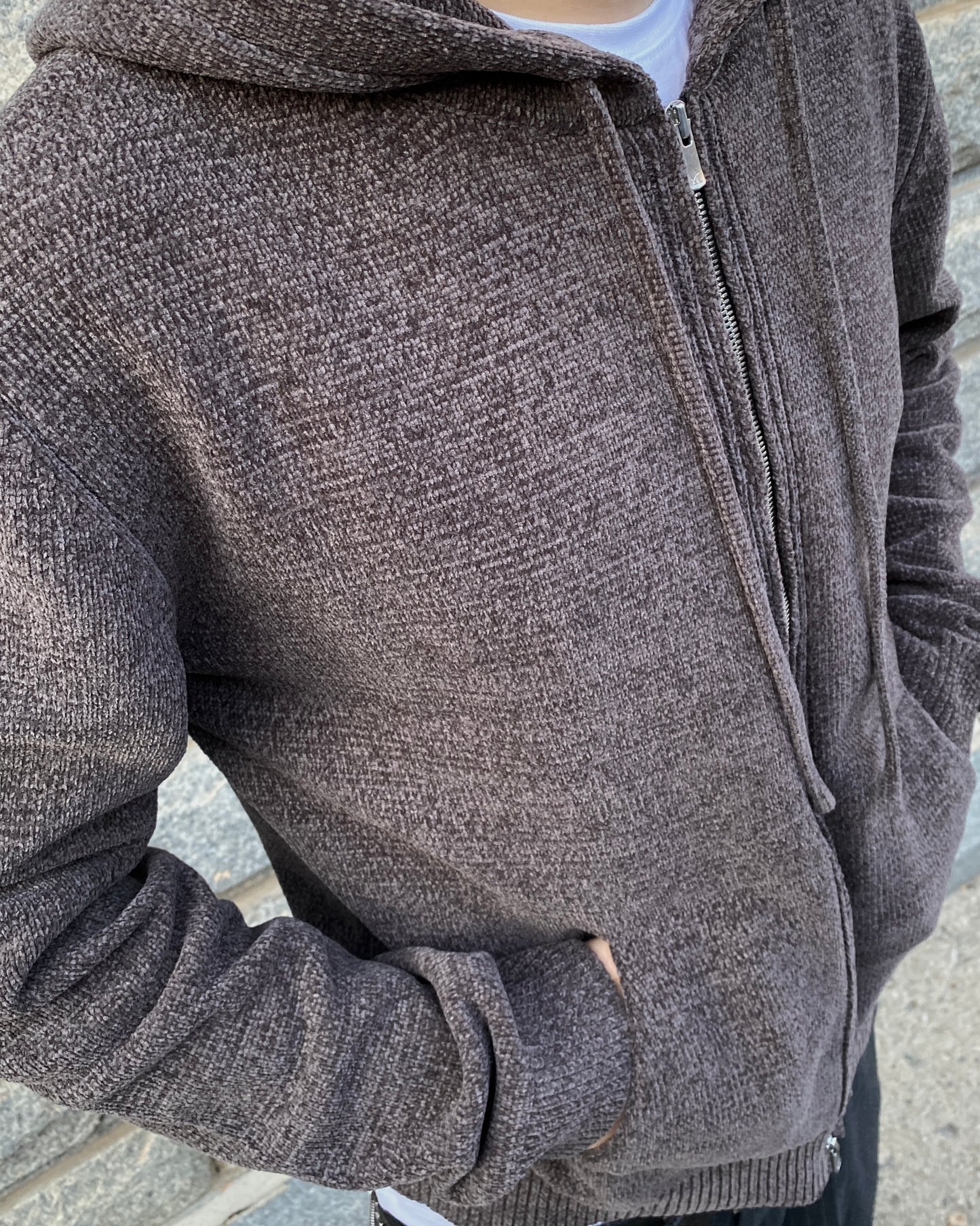 Undermycar ASSASSIN VELVET YARN KNIT ZIPPED HOODIE