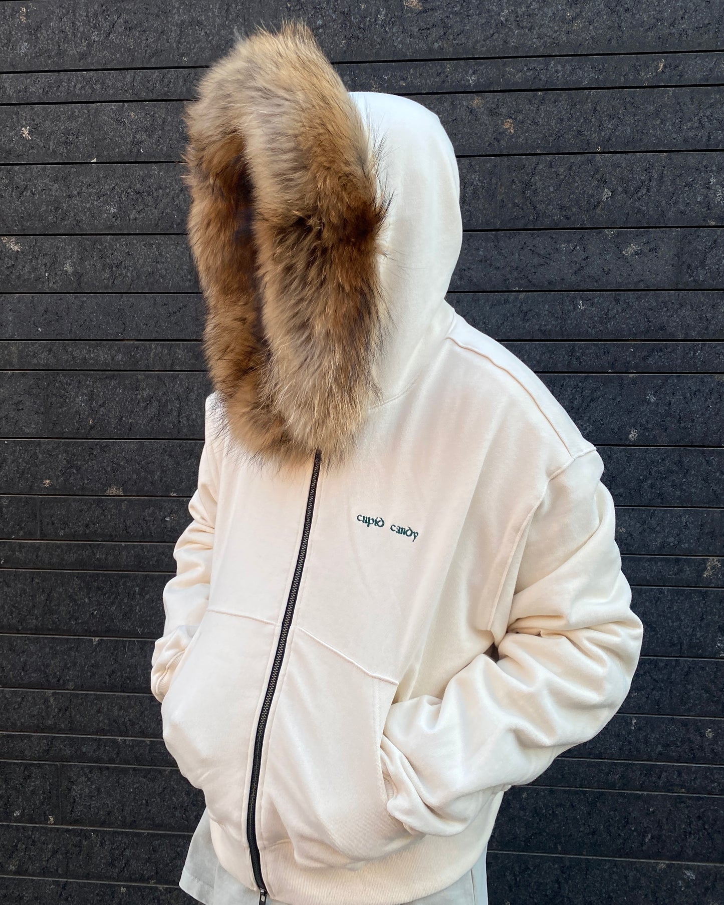 Undermycar ARROW SHOOTING CUPID FUR LINED ZIPPED HOODIE