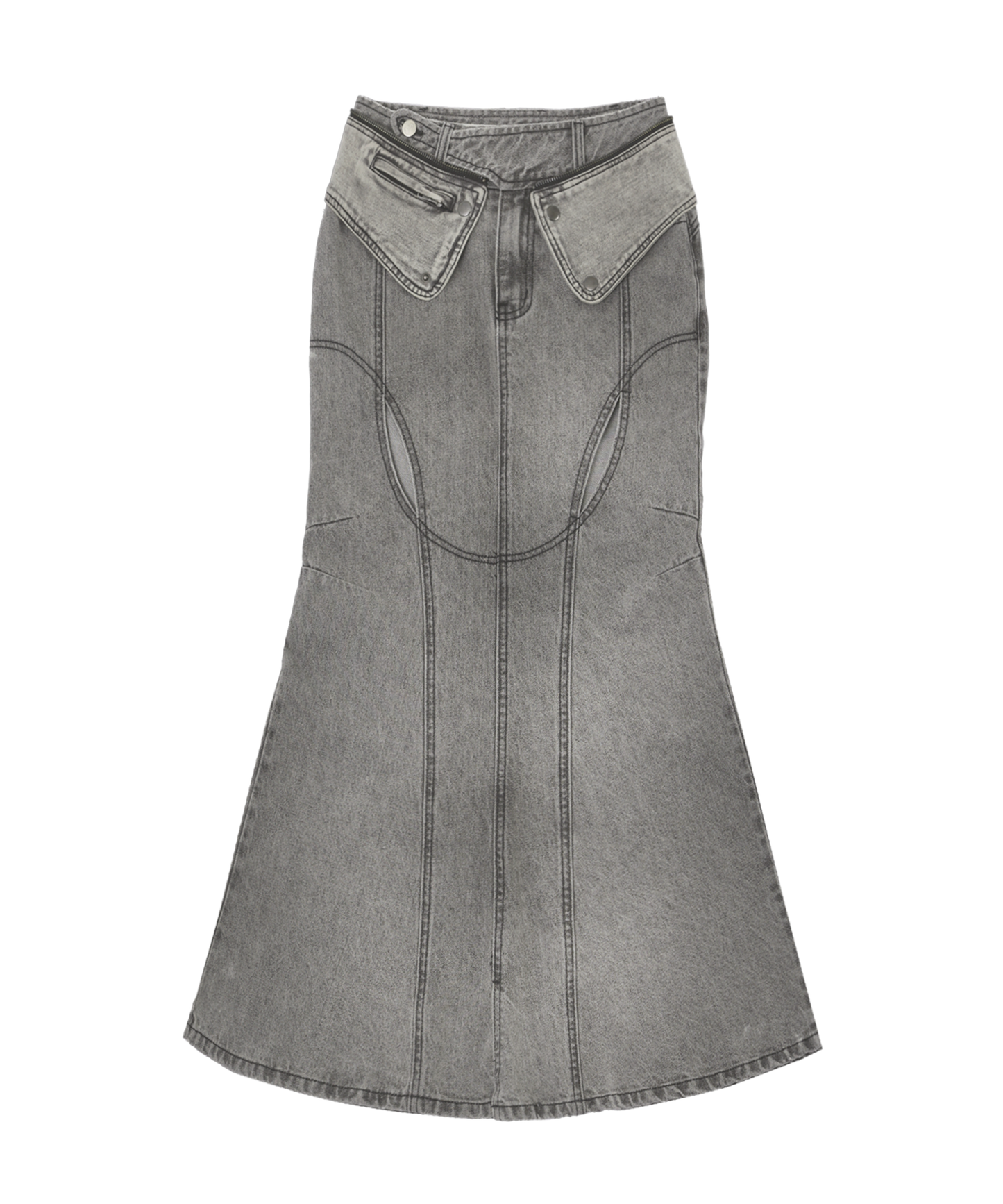 OJOS Mermaid Slit Denim Skirt