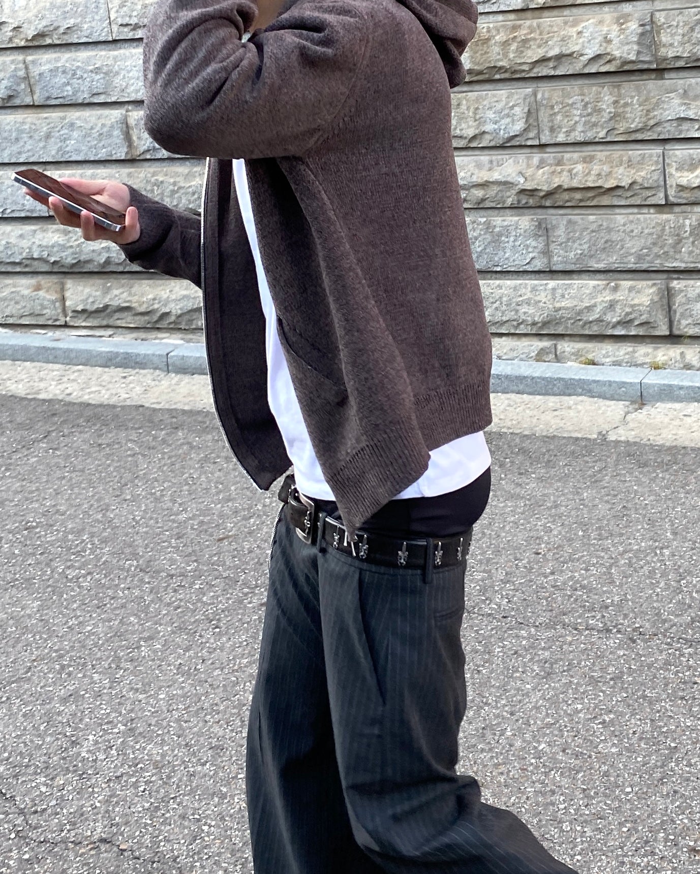 Undermycar ASSASSIN VELVET YARN KNIT ZIPPED HOODIE