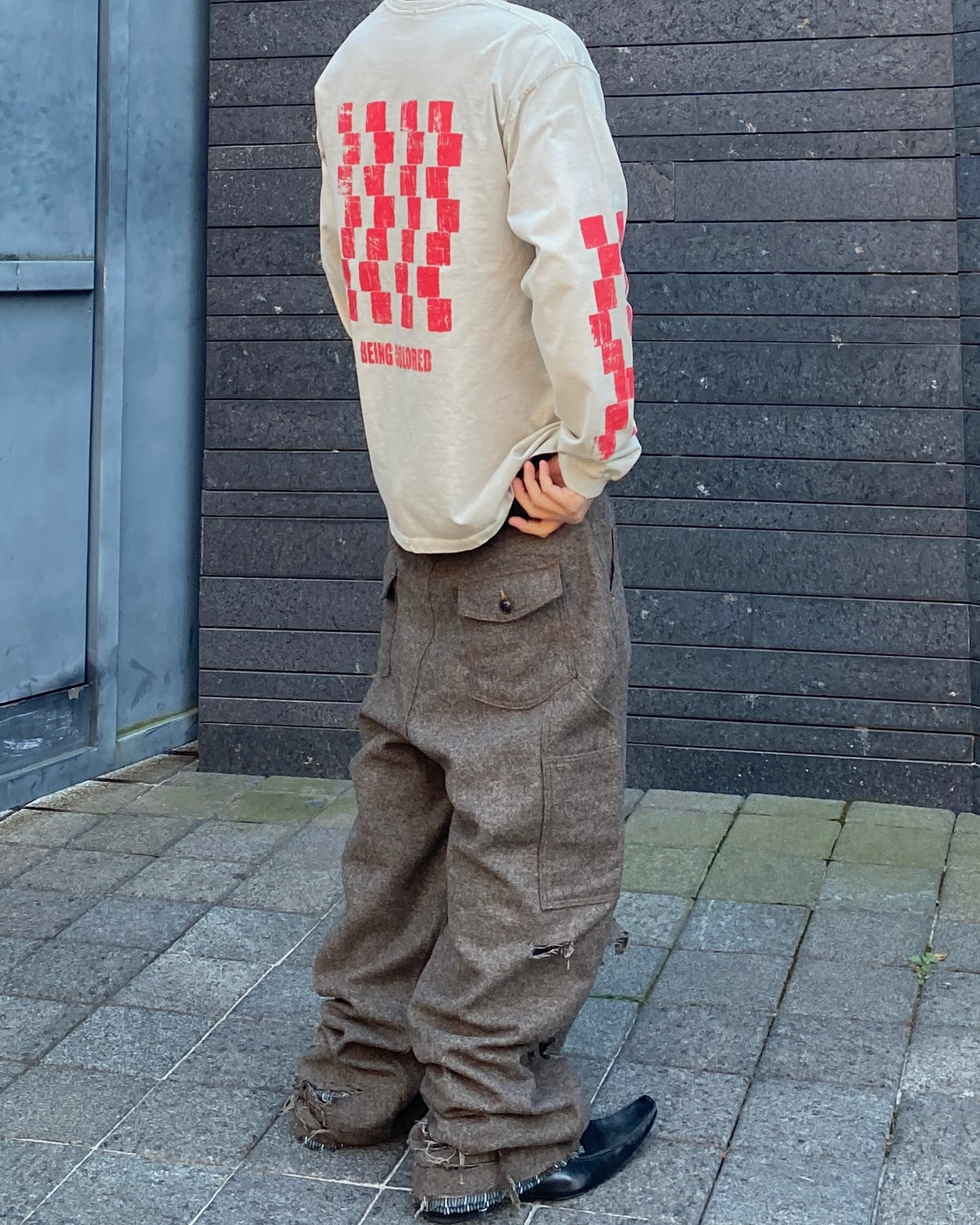 Undermycar CHECKERBOARD VINTAGE BRUSH WASHED LONG SLEEVE