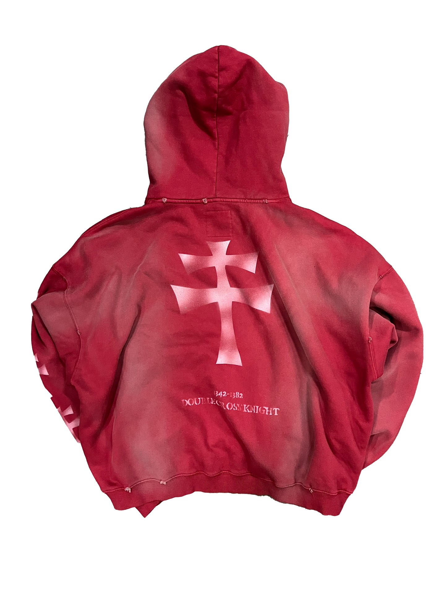 Undermycar DOUBLE CROSS PRINT BRUSH WASHED HOODIE