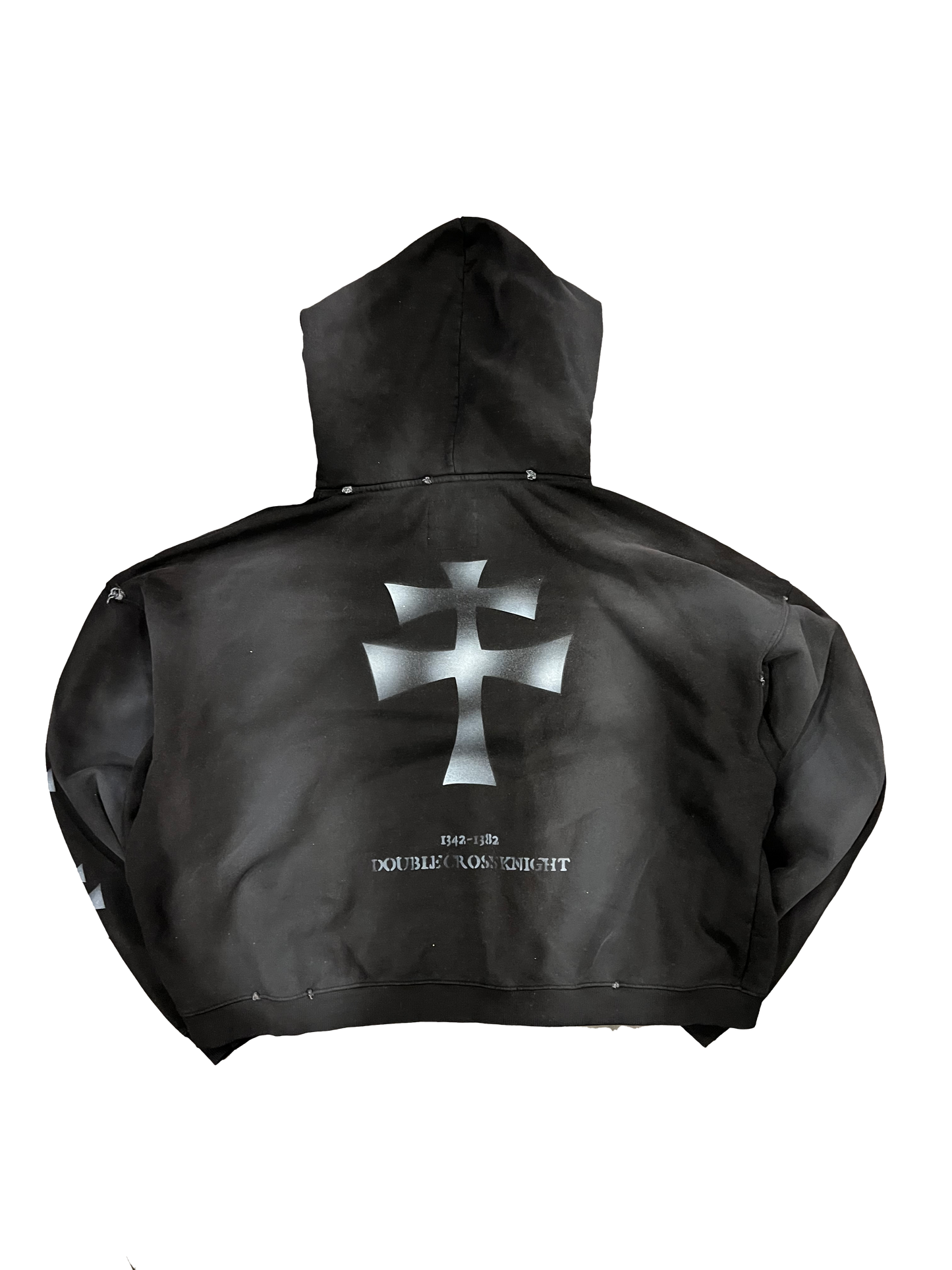 Undermycar DOUBLE CROSS PRINT BRUSH WASHED HOODIE