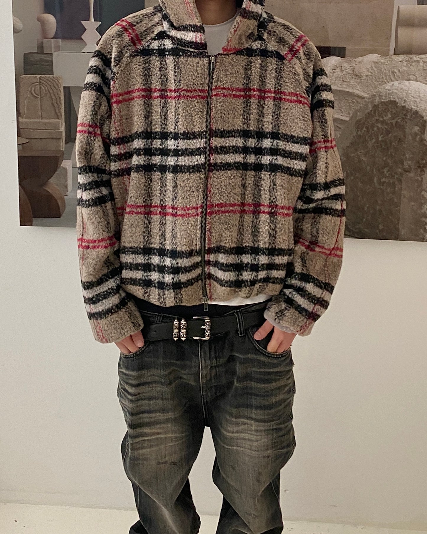Undermycar LONDON HERITAGE CHECK FLEECE HOODED JACKET