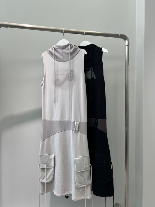 24SS-OP01 Knit Hoodie Sleeveless Dress