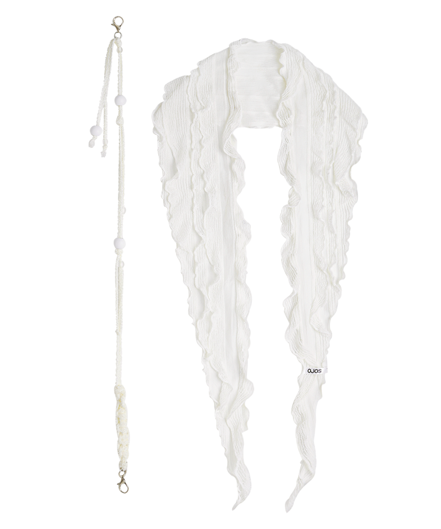 OJOS Beads Strap Frill Scarf