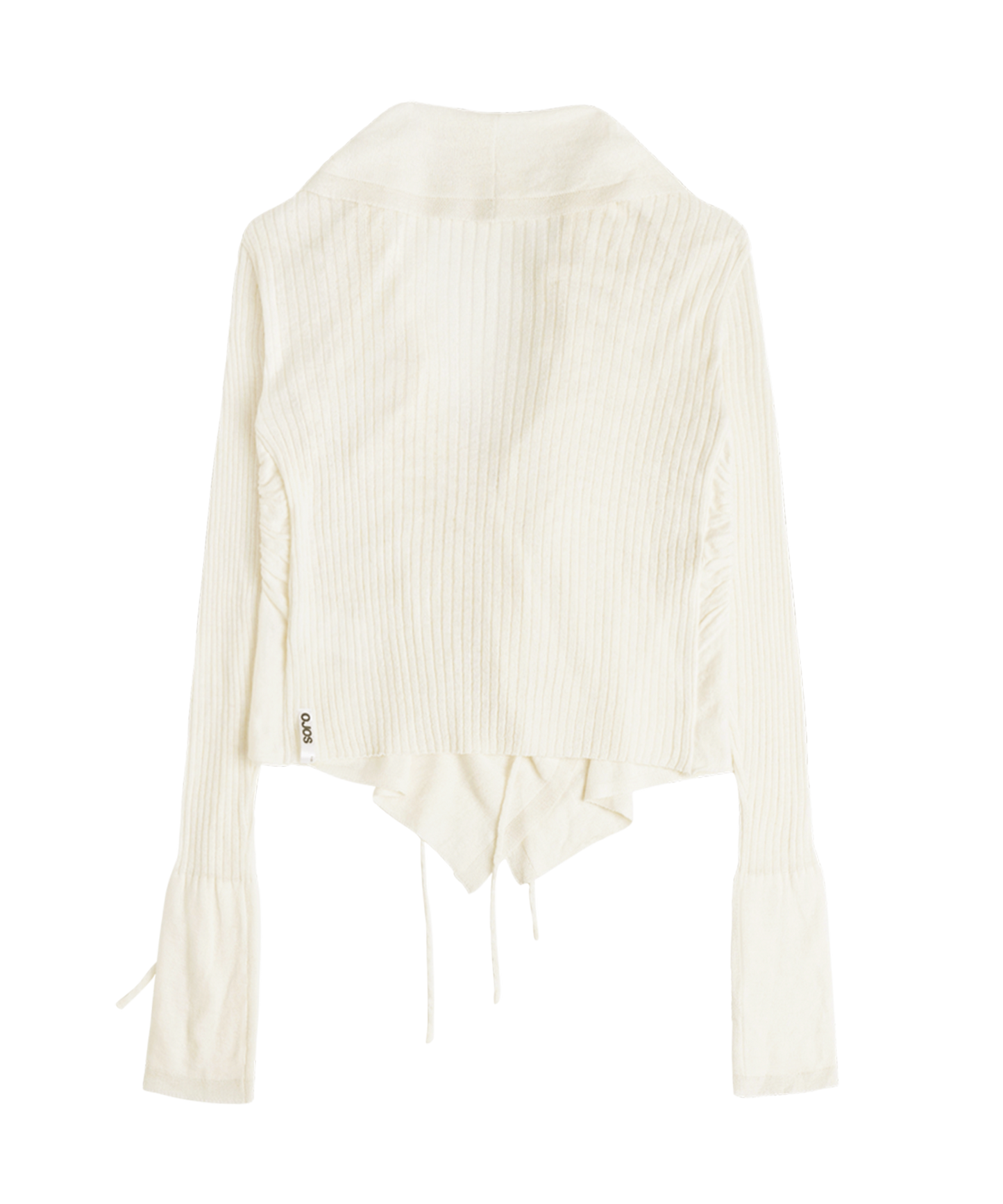 OJOS Ruffled Drape Angora Cardigan