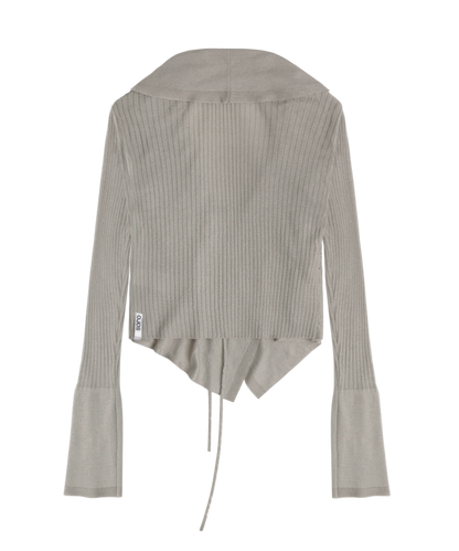 OJOS Ruffled Drape Angora Cardigan