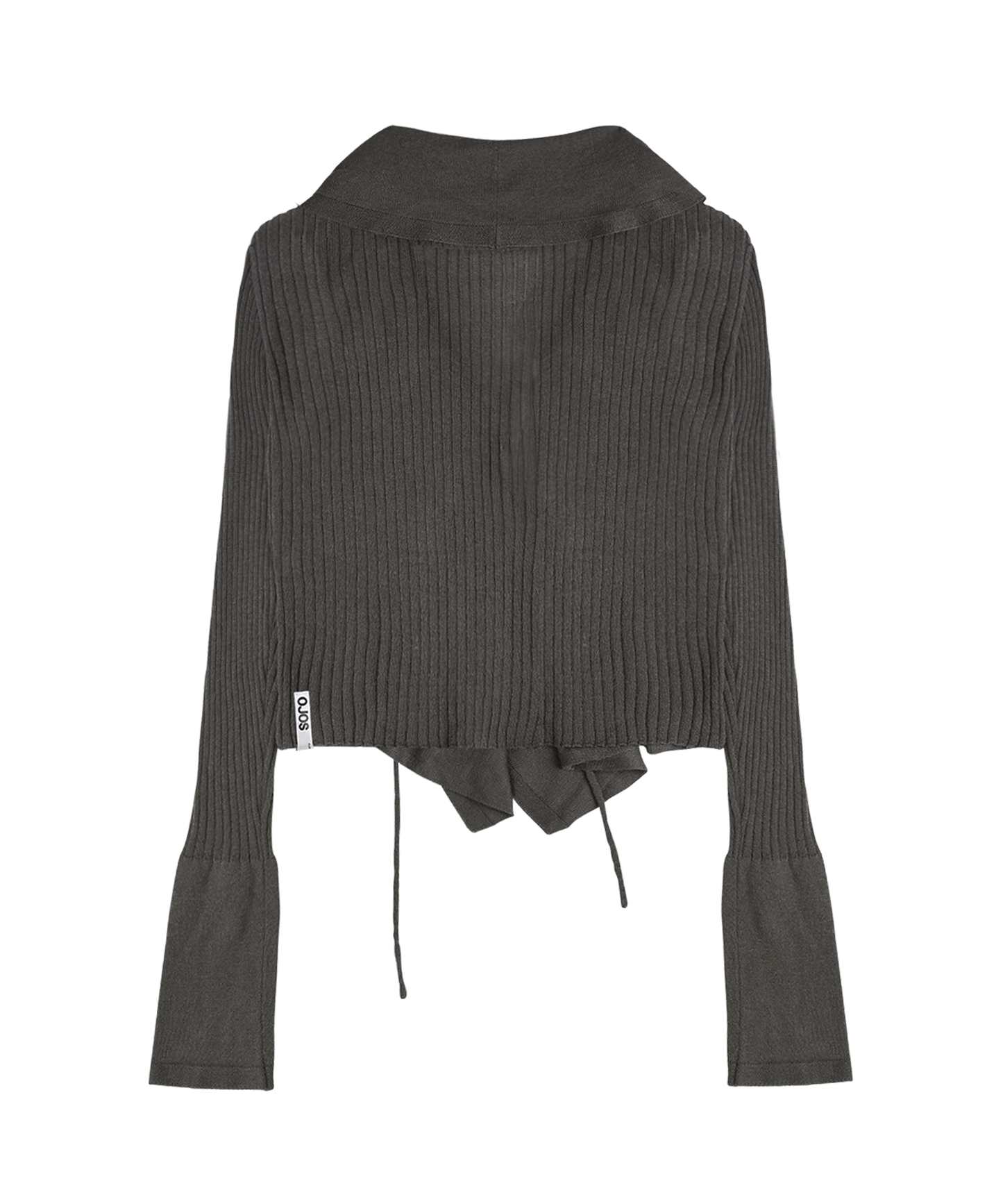 OJOS Ruffled Drape Angora Cardigan