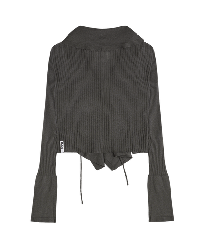 OJOS Ruffled Drape Angora Cardigan