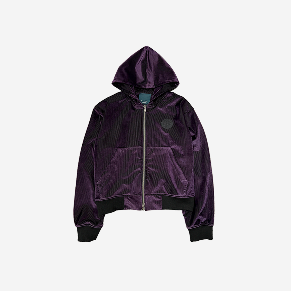 Undermycar AUSTRIAN CHURCH PATCH-UP PURPLE VELVET ZIPPED HOODIE