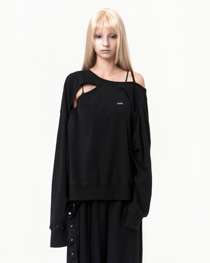 OJOS Twisted Button-Up Sweatshirt