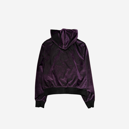 Undermycar AUSTRIAN CHURCH PATCH-UP PURPLE VELVET ZIPPED HOODIE