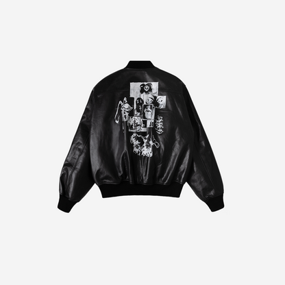 Undermycar UNKNOWN ARTWORK PRINTED GOAT SKIN BOMBER