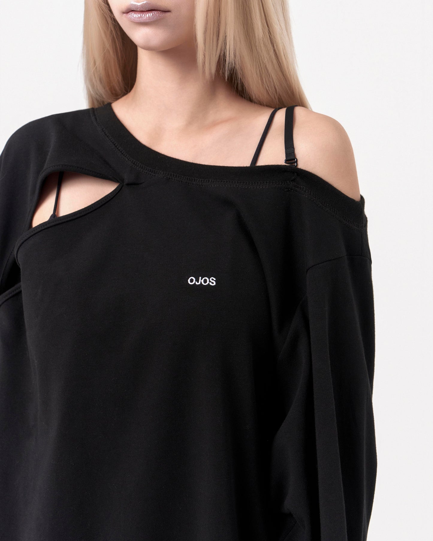 OJOS Twisted Button-Up Sweatshirt