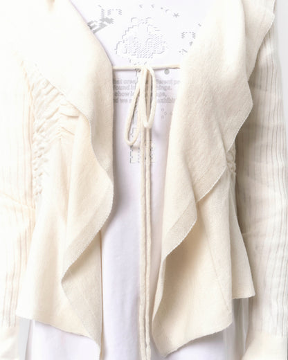 OJOS Ruffled Drape Angora Cardigan