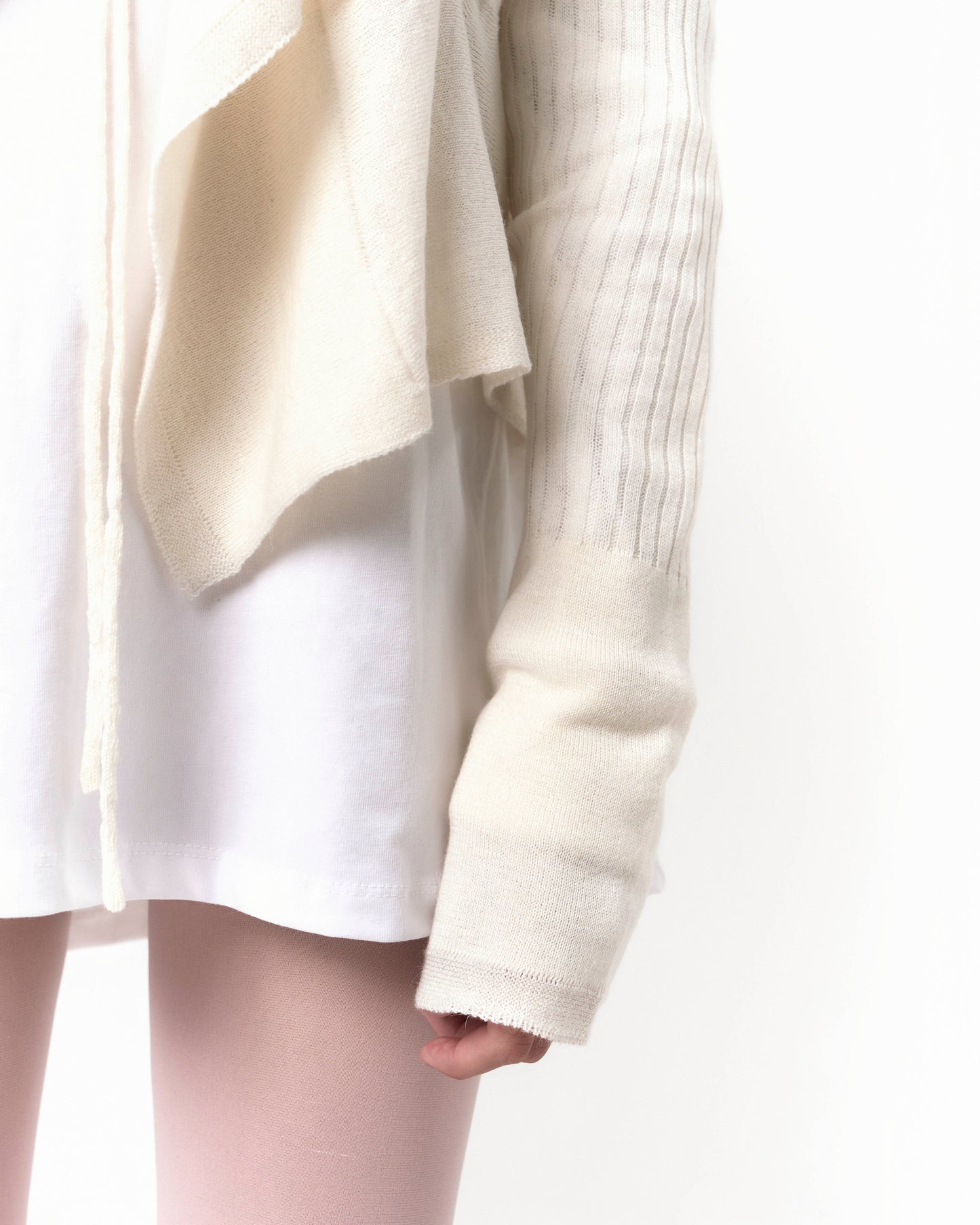 OJOS Ruffled Drape Angora Cardigan