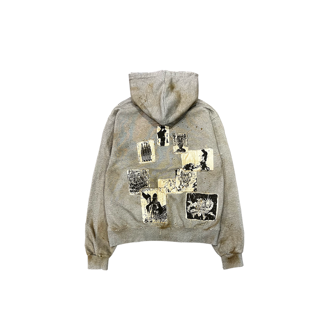 Undermycar AGED MULTI PATCH DIRTY MELANGE ZIPPED HOODIE