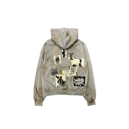 Undermycar AGED MULTI PATCH DIRTY MELANGE ZIPPED HOODIE