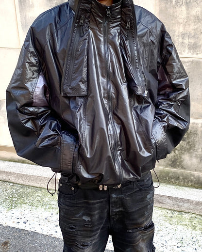 Undermycar COMPOSITIVE DETAILED BLACK SHELL PARKA