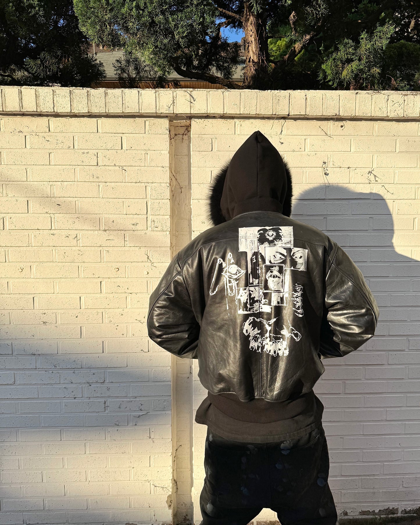 Undermycar UNKNOWN ARTWORK PRINTED GOAT SKIN BOMBER