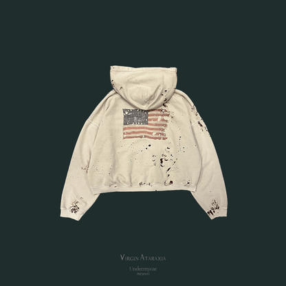 Undermycar VINTAGE AMERICAN FLAG DIRTY WASHED ZIPPED HOODIE Undermycar VINTAGE AMERICAN FLAG DIRTY WASHED ZIPPED HOODIE